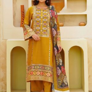 Aneela's dhanak 3 PC embroiderd